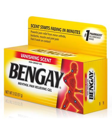 Vanishing Scent Bengay Pain Relief Gel - 2 oz | Non-Greasy Topical Pain Reliever with Cooling Menthol - Buy Online on GoSupps.com