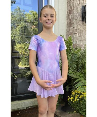 Arshiner Girls Ballet Leotard with Chiffon Tutu Skirt - Tie Dye Lilac, 7-8 Years - Buy Online on GoSupps.com