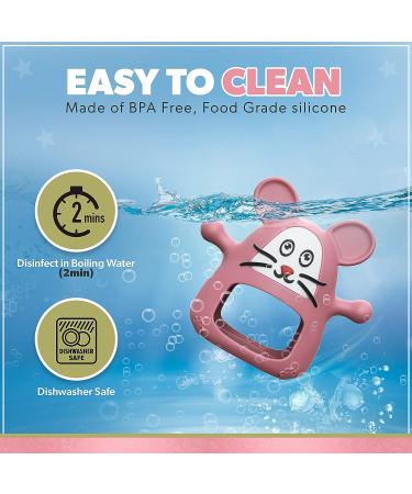Little Pixy Silicone Baby Teether Toy for 0-6 Months | Hand Pacifier & Chew Toy for Newborns | Sensory & Car Seat Toy in Pink - Buy Online on GoSupps.com