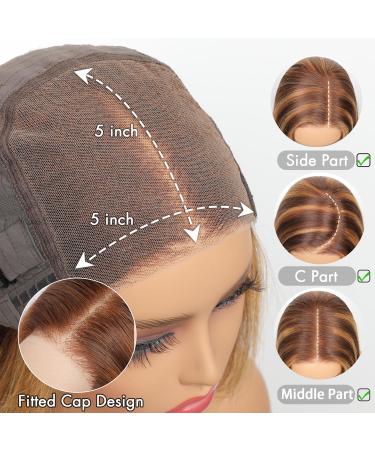 Buy 5x5 HD Lace Glueless Bob Wig - 16 Inch Pre Plucked Human Hair Honey Blonde/Brown 180% Density - YDDM - Buy Online on GoSupps.com