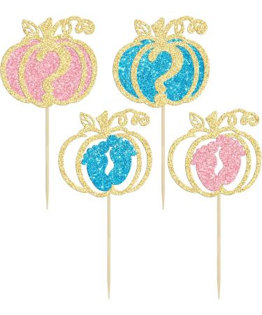 24Pcs Pumpkin Gender Reveal Cupcake Toppers Glitter Pumpkin Baby Feet Cupcake Picks Boy or Girl Baby Shower Decorations Fall Harvest Theme Baby Shower Kids Birthday Party Supplies Multi Style 8 Multi - Buy Online on GoSupps.com