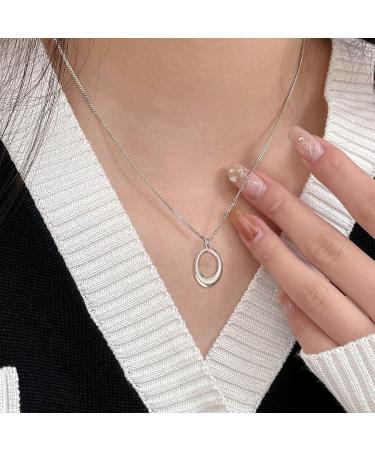 OralGos Fashion Oval Pendant Necklace - Cute Cool Simple Choker Statement Jewelry in Stainless Steel - Shop Internationally - Buy Online on GoSupps.com