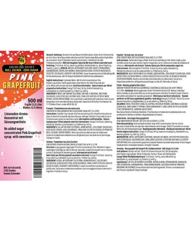 Buy Zero Beverage Syrup - 500ml (Pink Grapefruit) | Makes 12.5 Liters | International Shipping - Buy Online on GoSupps.com