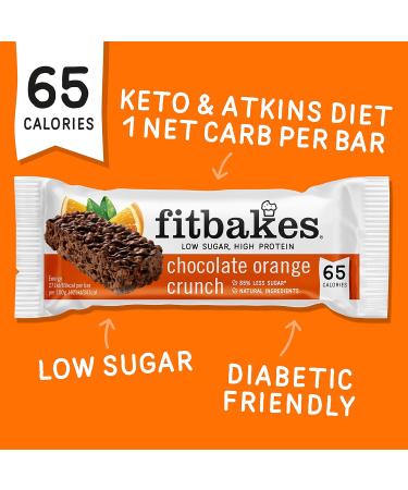 Fitbakes Mini Chocolate Orange Bars (12x19g) - 65 Calories, Diabetic & Keto Friendly, Low Carb, Sugar Free, 12 Count Pack - Buy Online on GoSupps.com