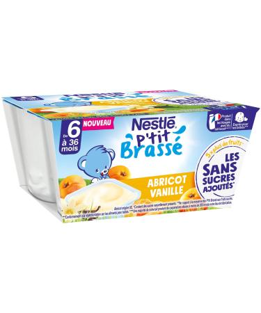 Nestlé Bébé - P'tit brewed Apricot Vanilla without added sugars - from 6 months - 4 x 90 g