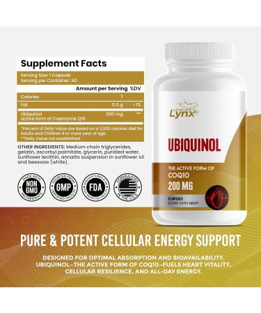 Ubiquinol CoQ10 200mg High Absorption Active Coenzyme Q10 Supplement for Heart Health Energy & Cellular Vitality | 60 Capsules 60-Day Supply | Bioavailable Antioxidant Formula | Non-GMO - Buy Online on GoSupps.com