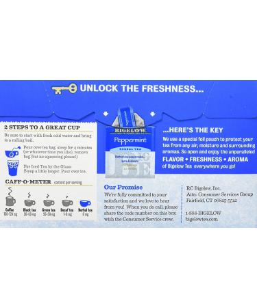 Bigelow Peppermint Herbal Tea - Caffeine Free, 20 Count (Pack of 6) - 120 Total Tea Bags - Buy Online on GoSupps.com