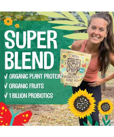 EarthChimp Organic Vegan Protein Powder - with Probiotics - Non GMO Dairy Free Non Whey Plant Based Protein Powder for Women and Men Gluten Free - 52 Servings 64 Oz (Plain & Unsweetened) No Scoop - Buy Online on GoSupps.com