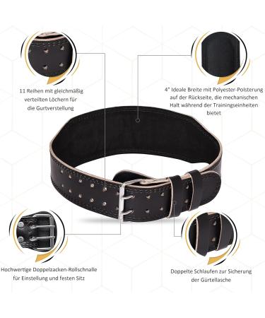 AQF Leather Weight Lifting Belt - Cow Skin Lumbar Support for Strength Training | Suede Lined Steel Buckle - Bodybuilding Belt for Men & Women - Buy Online on GoSupps.com