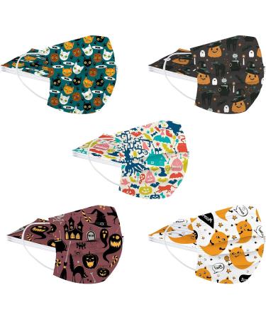 50PC Halloween Disposable Face_Masks for Adults Kids 3-Ply Colorful Breathable Face_Mask with Nose Wire Protective Facemask (50PC disposable for Kids F) - Buy Online on GoSupps.com