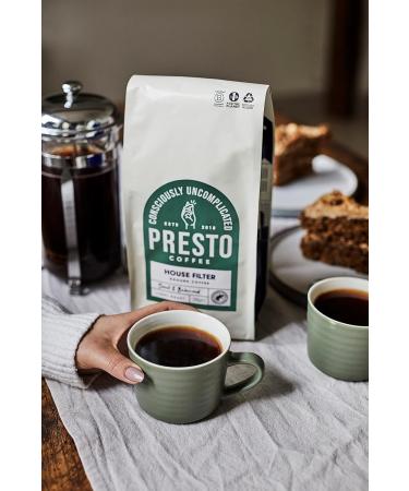 Presto Coffee House Filter Speciality Coffee Beans 1kg | Medium Roast | Sweet Cocoa & Peanuts | Rainforest Alliance Certified | 100% Arabica - Buy Online on GoSupps.com