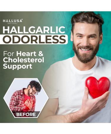 Hallusa Natural Odorless Garlic 500 mg Softgels | Heart Health & Cholesterol Support | Allium Sativum Garlic Supplement | Fresh Garlic Bulb Extract | 60 Softgels - Buy Online on GoSupps.com