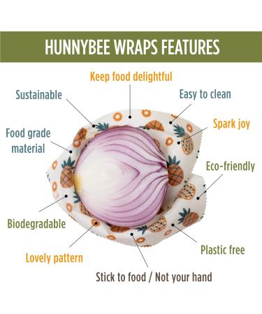 HUNNYBEEE Beeswax Wrap - 7 Pack Sustainable Reusable Food Wrap in 3 Sizes (S M L) - Buy Online on GoSupps.com