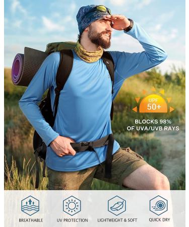 Roadbox Men's UPF 50+ UV Sun Protection Long Sleeve Fishing Shirt - Campanula Blue - Large - Buy Online on GoSupps.com