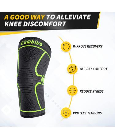 Buy Cambivo 2x Kniebandage for Women - Orthopedic Knee Support for Meniscus Tear ACL Arthritis | Ideal for Running Hiking Sports - Black/Green - Buy Online on GoSupps.com