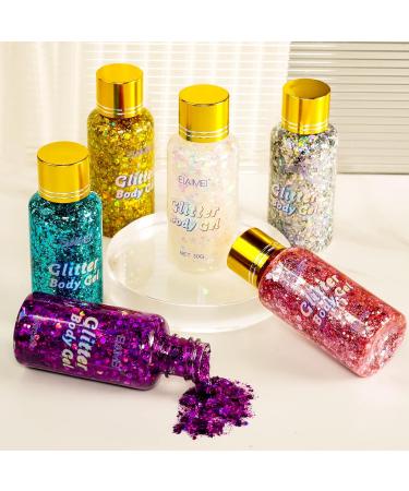 Glitter Face & Body Gel | Long-Lasting Liquid Eyeshadow & Hair Glitter for Festivals | DIY Manicure & Lips Glitter Gel - Buy Online on GoSupps.com