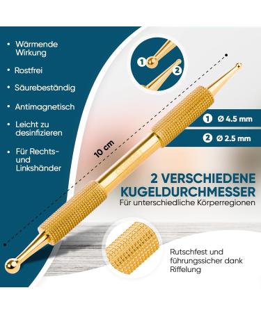 Buy REMOS Acupressure Meridian Pen - 10 cm Gold 2.5/4.5 mm Balls | International Shipping Available - Buy Online on GoSupps.com