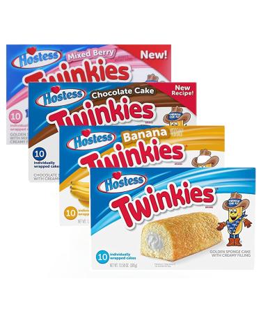 Hostess Ultimate Twinkie Variety Pack | Four Flavors: Original, Chocolate, Banana, Mixed Berry | 4 10-Packs (40 Total) Four Flavor Variety