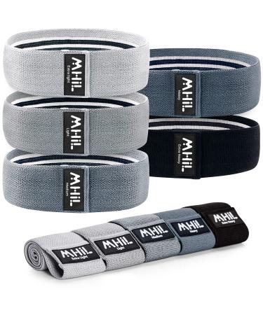 MhIL 5 Resistance Bands Set - Booty Bands for Women and Men, Best Exercise Bands, Workout Bands for Working Out Legs, Butt, Glute- Stretch Gym Fitness Bands, Workout Equipment , Workout Sets for Women Shades of Grey