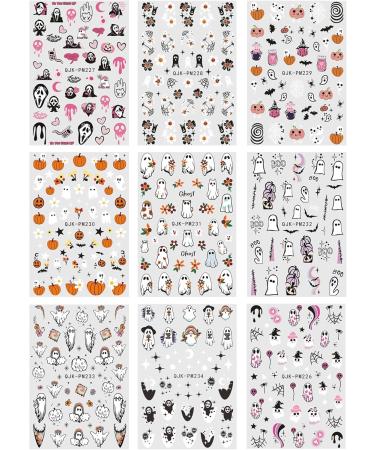 JMEOWIO 9 Sheets Halloween Nail Art Stickers Decals Self-Adhesive Pink Cute Ghost Nail Supplies Nail Art Design Decoration Accessories - Buy Online on GoSupps.com