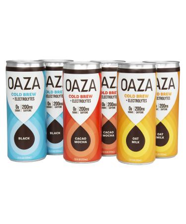 Oaza Variety Pack Cold Brew Coffee + Electrolytes - Great Tasting With Zero Sugar