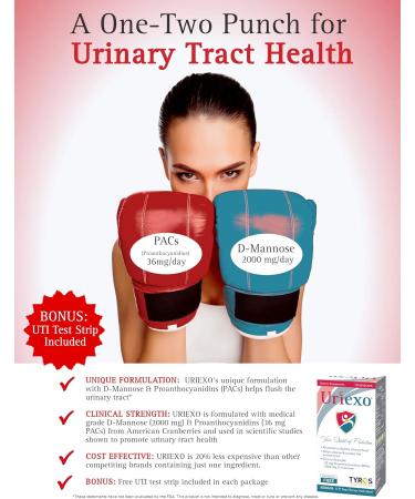 Uriexo 36mg PAC / 2000mg D-Mannose (120 Vegicaps) - Urinary Tract Supplement - Buy Online on GoSupps.com