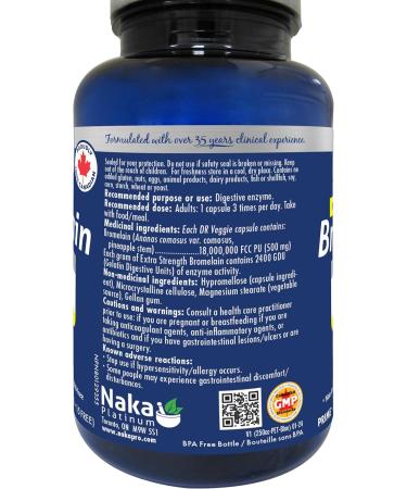 Naka Platinum Bromelain Extra Strength 500mg Delayed Release Digestive Enzyme for Men & Women from Pineapple Made in Canada (75 caps) 75 count (Pack of 1) - Buy Online on GoSupps.com