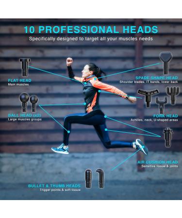 Professional Muscle Massage Gun | 30 Speeds 10 Heads Touchscreen | Noise Suppression for Back & Leg Massage - Buy Online on GoSupps.com