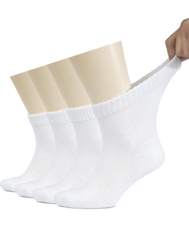 Hugh Ugoli Men's Cotton Diabetic Ankle Socks 4 Pairs 11-13 White - Wide Fit, Seamless Toe, Non-Binding Top - Buy Online on GoSupps.com