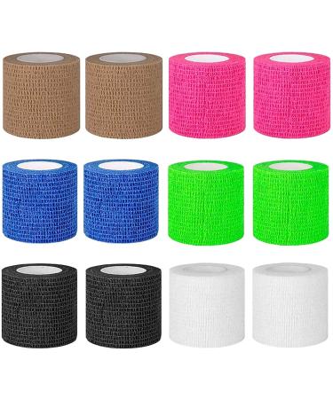 Yolaisi 12 rolls 5 cm of self -adhesive bandage elastic self -adhering cohesive bandage color adhesive tape fixing bandage self -adhesive for hand toes and feet finger plasters - Buy Online on GoSupps.com