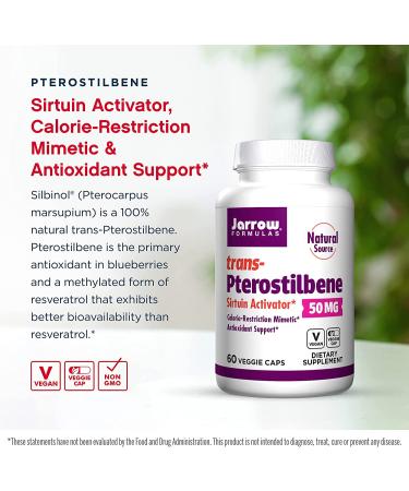 Jarrow Formulas Trans-Pterostilbene 50 mg - 60 Veggie Caps | Antioxidant Support - Buy Online on GoSupps.com