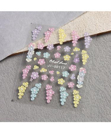JMEOWIO 3D Embossed Flower Nail Art Stickers Decals Self-Adhesive 5D Spring Summer Floral Butterfly Pink White Nail Supplies Nail Art Design Decoration Accessories 4 Sheets - Buy Online on GoSupps.com