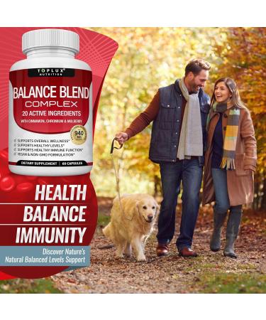Premium Natural Balance Blend Complex Supplement - Natural 20 Herbs and Vitamins with Cinnamon Non-GMO Vegan for Men Women 60 Capsules 60 Count (Pack of 1) - Buy Online on GoSupps.com