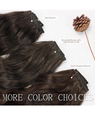 KooKaStyle Dark Brown 20 Inch Long Wavy Clip-in Hair Extensions for Women - 4pcs Thick Hairpiece for Full Head - Buy Online on GoSupps.com