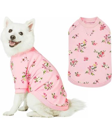 Blueberry Pet 2022/2023 New Spring Scent Inspired Rose Flower Crew-Neck Pullover Dog Sweatshirt in Baby Pink  Back Length 14"  Pack of 1 Clothes for Dogs 14 inch (Pack of 1) Crew-neck - Baby Pink - Buy Online on GoSupps.com