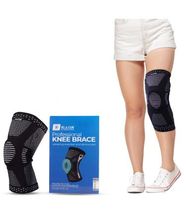 KLASSIK Knee Compression Sleeves Engineered to provide protection support and Meniscus Tear ACL & Arthritis pain relief for your knees offering targeted compression and cushioning - during sport Medium