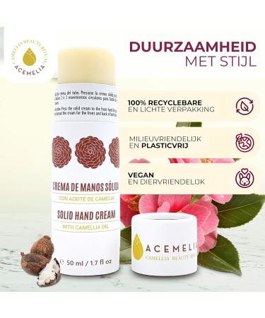 Camelia Cosmetiques SL ACEMELIA Hand cream in solid stick 50 gr Camellia and Shea Butter Restores dry and cracked hands Hypoallergenic Nongreasy Fast absorption Natural Ingredients - Buy Online on GoSupps.com
