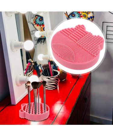Minkissy 2 1 Makeup Brush Cleaning Pad Silicone Makeup Brush Makeup Brush Pad Brush Scrubber Mat Silicone Brush Cleaner Brush Cleaner Pad Cosmetic Brush Drying Rack Silica Gel Portable Red - Buy Online on GoSupps.com
