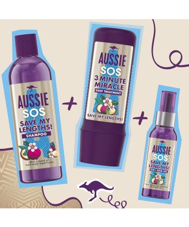 Aussie SOS Save My Lengths Vegan Shampoo - 290ml Hair Repair Treatment for Long & Damaged Hair with Australian Superfoods - Buy Online on GoSupps.com