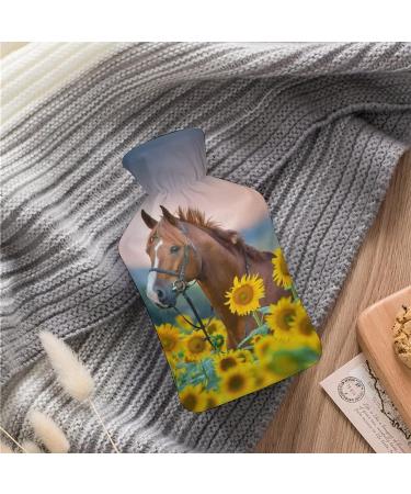 Buy Sunflower Horse Hot Water Bottle with Plush Cover | Hand Warmer for Adults & Kids - 26.5x15.3cm | International Shipping Available - Buy Online on GoSupps.com