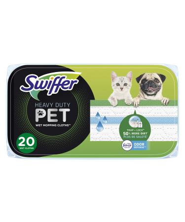 Swiffer Sweeper Pet Heavy Duty Multi-Surface Wet Cloth Refills for Floor Mopping and Cleaning, Fresh scent, 20 count