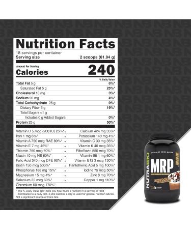 NutraBio MRP - Complete Meal Replacement Protein Powder 2.5lbs - Delicious Chocolate Flavor - International Shipping Available - Buy Online on GoSupps.com