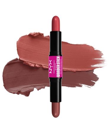 NYX Professional Makeup Rouge with hyaluronic acid moisturizing mixable texture vegan Wonder Stick Coral + Deep Peach 03 Coral 'N' Deep Peach 1 piece (1 Pack)
