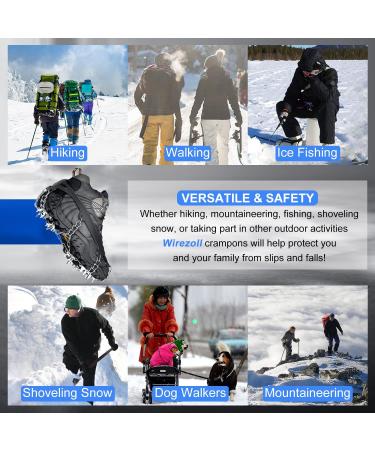 Wirezoll Ice Cleats Crampons for Hiking Boots - 24 Teeth Black Spikes for Men and Women - Buy Online on GoSupps.com