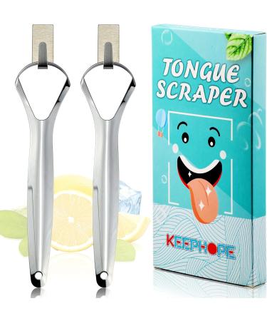 Dual Pack Tongue Cleaner Set for Adults & Children - Stainless Steel Tongue Scraper with Mini Hook - Best Oral Hygiene Tool - Buy Online on GoSupps.com