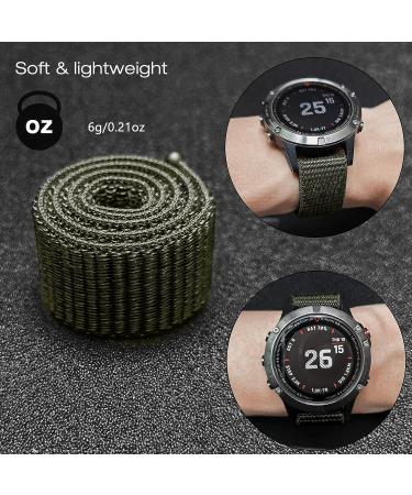 Abanen Hook and Loop Quick Dry Watch Band 22mm for Garmin Fenix 6/Fenix 5/7/EPIX 2 - Black Green Woven Nylon Sport Strap - Buy Online on GoSupps.com