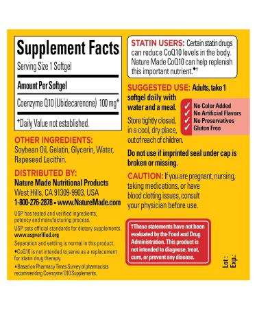Buy Nature Made CoQ10 100mg - Heart Health Dietary Supplement 40 Softgels (Pack of 2) - 80 Day Supply International Shipping Available - Buy Online on GoSupps.com