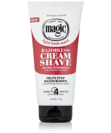 SoftSheen-Carson Magic Razorless Shaving Cream for Men, Hair Removal Cream, Extra Strength for Coarse Beards, No Razor Needed Depilatory Cream Works in 4 Minutes for Coarse Hair, 6 oz Shaving Cream 6 Ounce (Pack of 1)