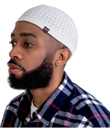 Candid Signature Apparel Zigzag Knit Skull Cap | 100% Cotton Beanie for Men & Women - White - Buy Online on GoSupps.com