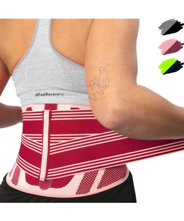 Back bandage for men & women - back support belt for work & sports - support of the lower back at sciatica herniated disc scoliosis & back pain (L Bordeaux) l Bordeaux